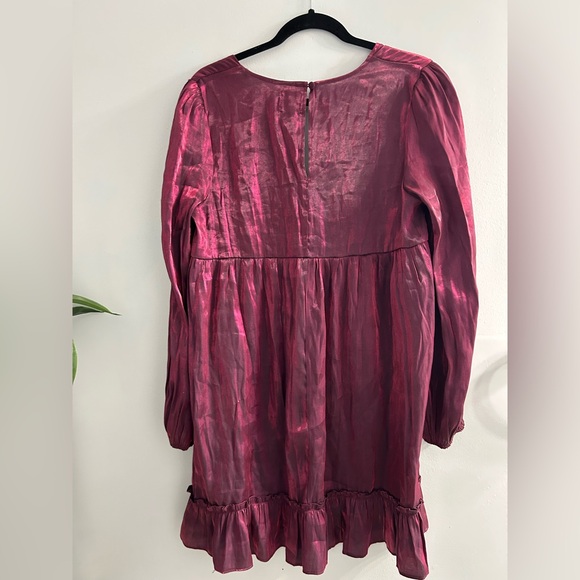 Lola may smock dress in shimmer red wine - Picture 7 of 8